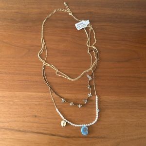 NWT-Free People Swim & Sleep -Layered  Semi Precious stones Chain Necklace.